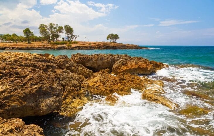 rocks on shore of sea near Gouves