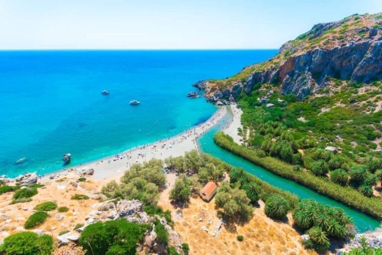 Plage de Preveli à la mer de Libye