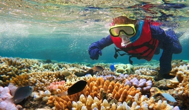 Child snorkeling in Crete