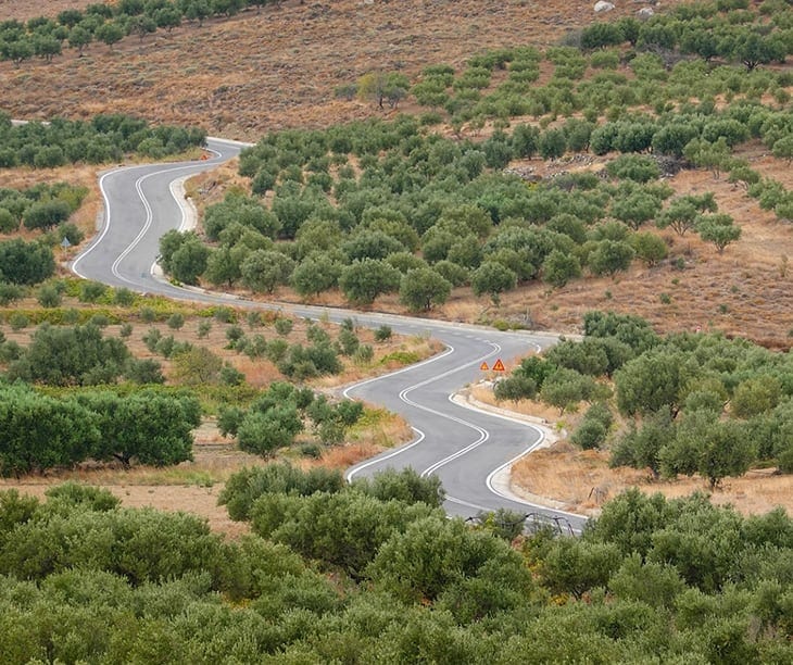 Straße nach Tris ekklisies in Asterousia