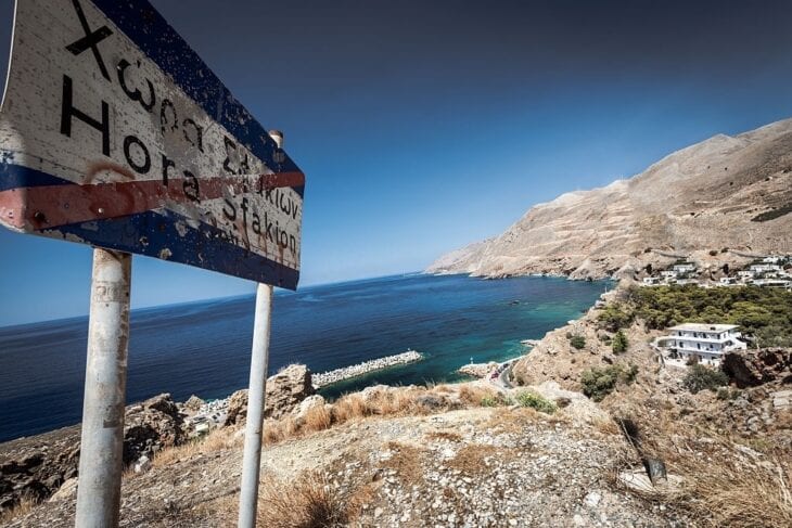 Straßenschild nach Sfakia