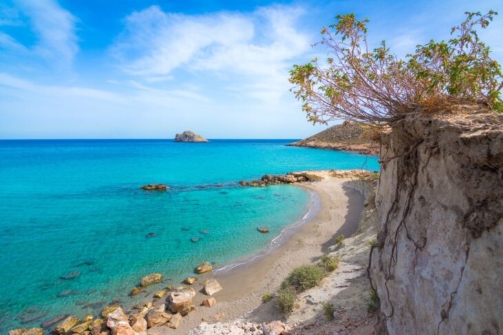 Het zandstrand van Xerocampos op Kreta Griekenland