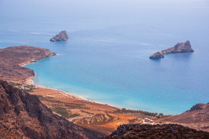 Xerokambos Strand von oben