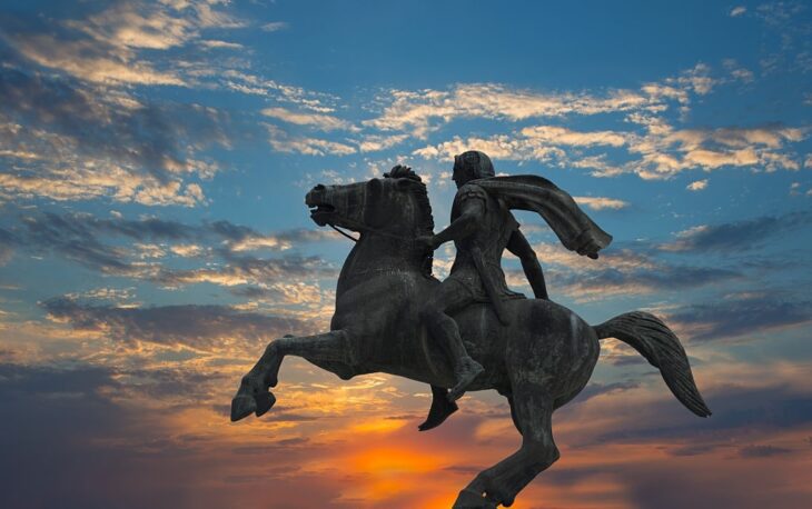 Het beeld van de Alexander de grote in Thessaloniki