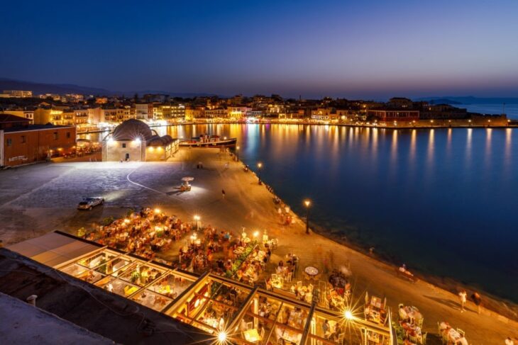 Night landscape of Chania Port