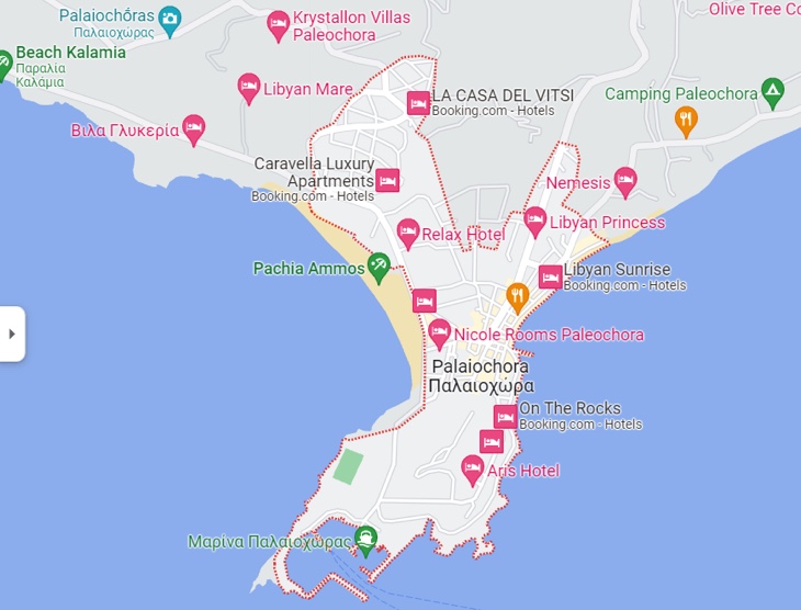Mappa di Paleochora