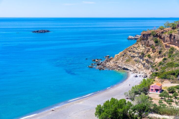 Famous sandy beach of Agia Fotia in Crete