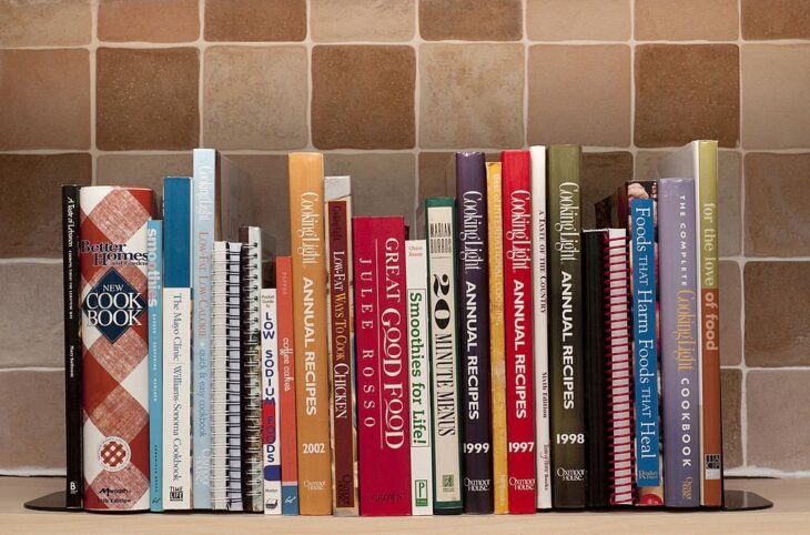 Cookbooks on shelf