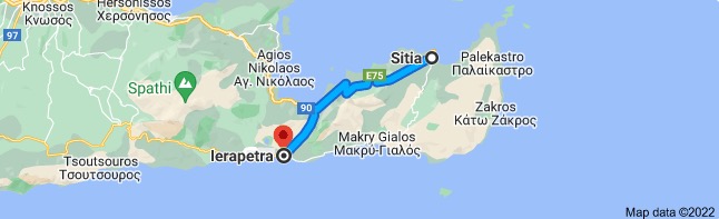 Sitia to Ierapetra Map