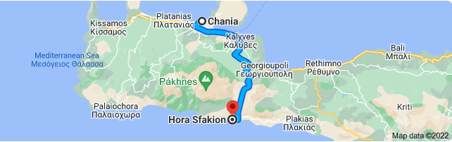 Chania to Chora Sfakion Map