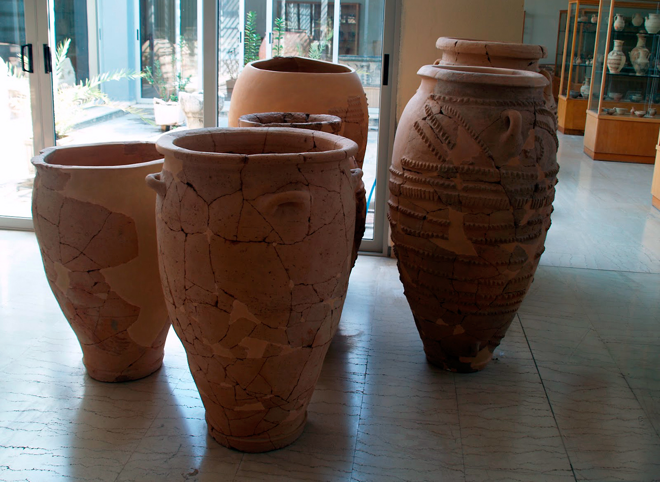 Big jars with remnants of the fire