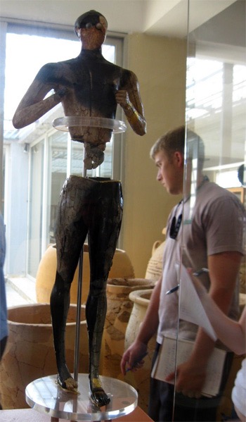 The Palaikastro Kouros, is a gold-and-ivory statuette which has been badly damaged by fire