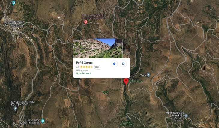 Pegki Gorge Map