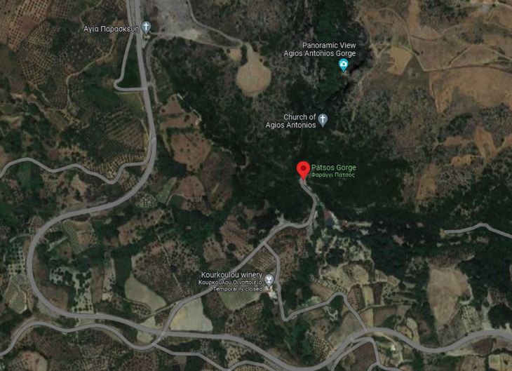 Patsos Gorge Map