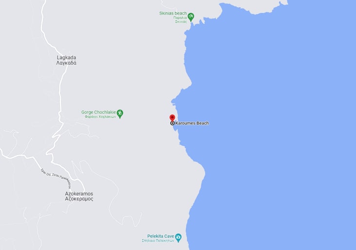 Karoumes Beach map