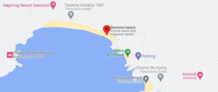 Mappa della spiaggia di Damnoni