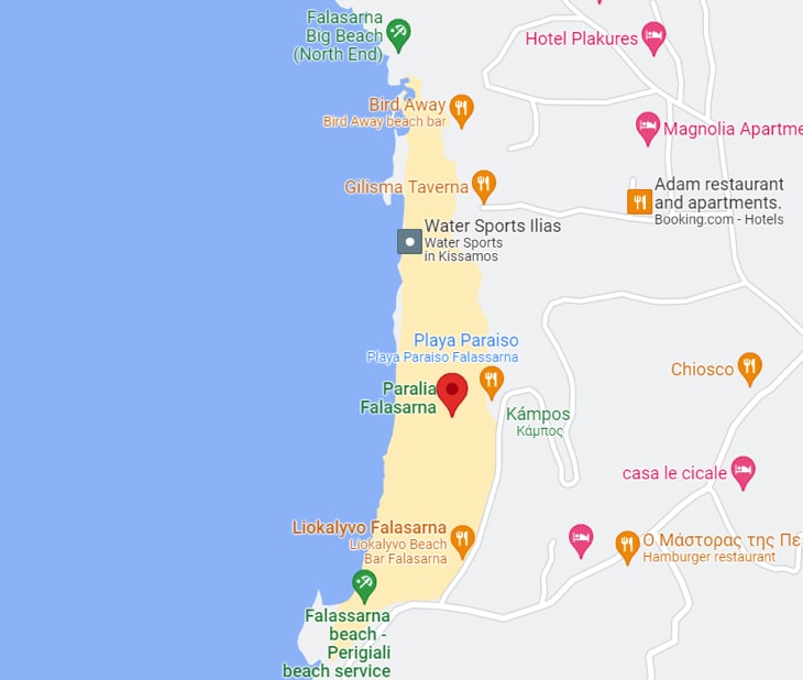 carte de la Falassarna Beach