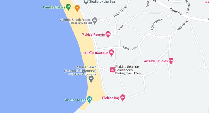 Mappa della spiaggia di Plakias