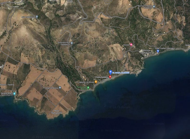 Rodakino Beach map