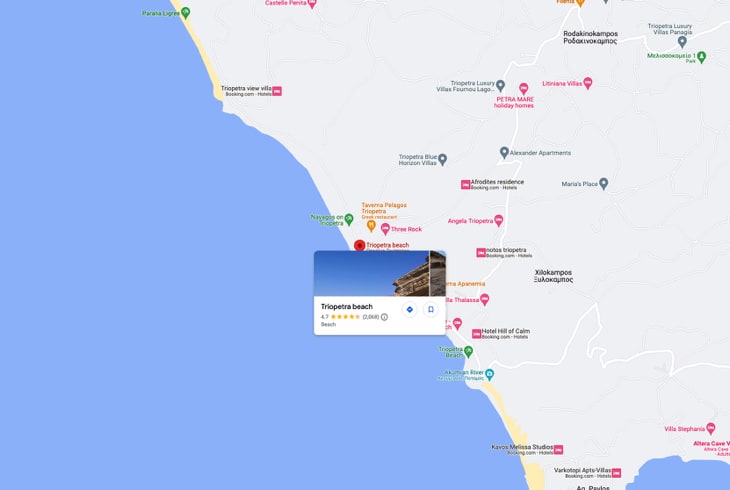 Triopetra beach map