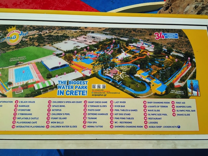 Water slides map in Acqua Plus Waterpark