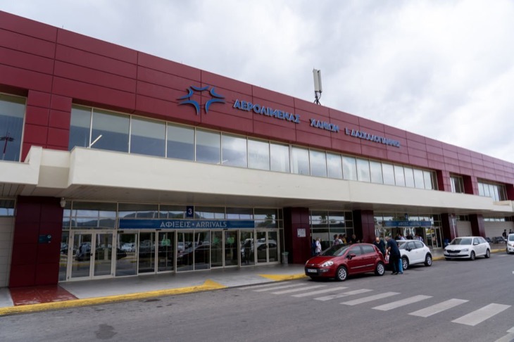 Entrance to arrival hall of Chania International