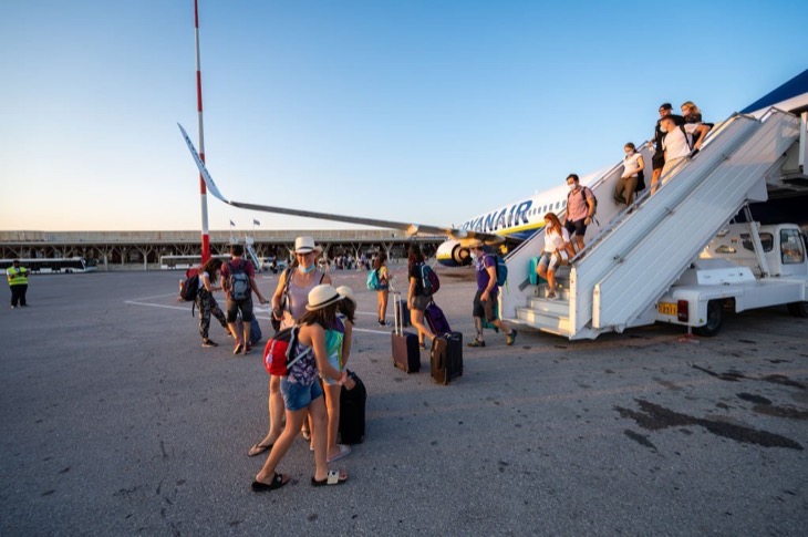 Passengers disembarking at Chania airport