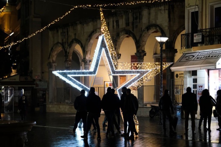 Christmas decorated streets of Heraklion