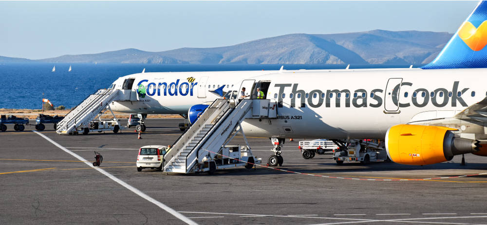 Vliegtuig geland op luchthaven Heraklion